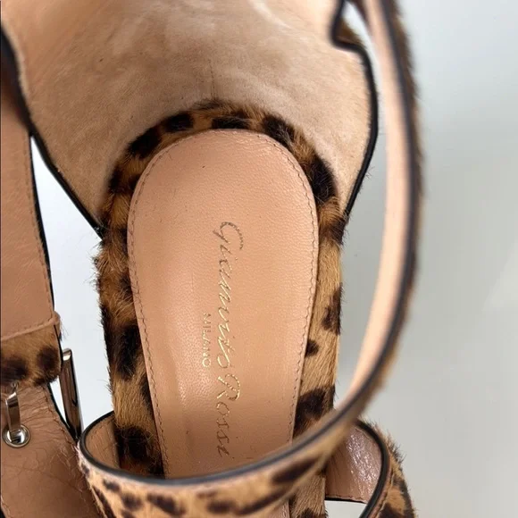 Giavito Rossi Calf Hair Leopard Print Sandals, Sz IT 39 (US 9) - Picture 5 of 9